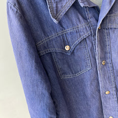 1970s Lined Extra Cool Denim Cowboy Jacket - Snap Front - WOAH