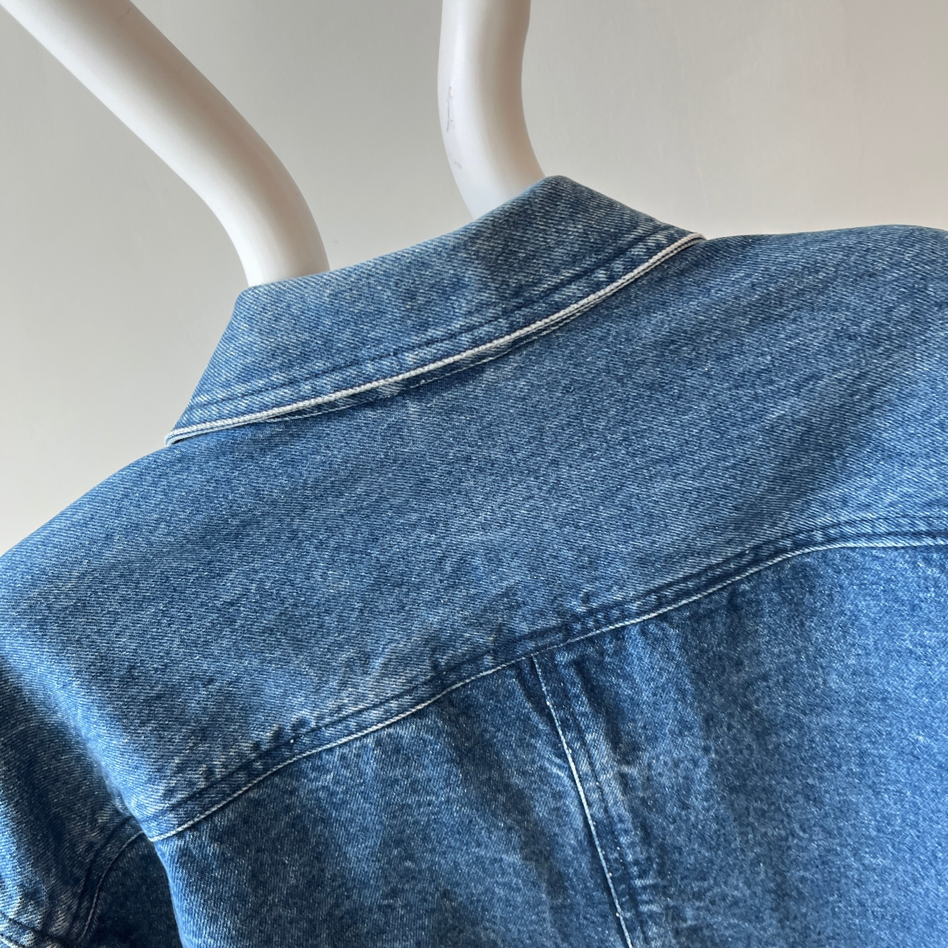 1990s Smith + Hawken Larger Pleated Denim Dad Jacket with Big Chest Pockets