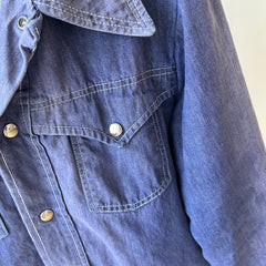 1970s Lined Extra Cool Denim Cowboy Jacket - Snap Front - WOAH