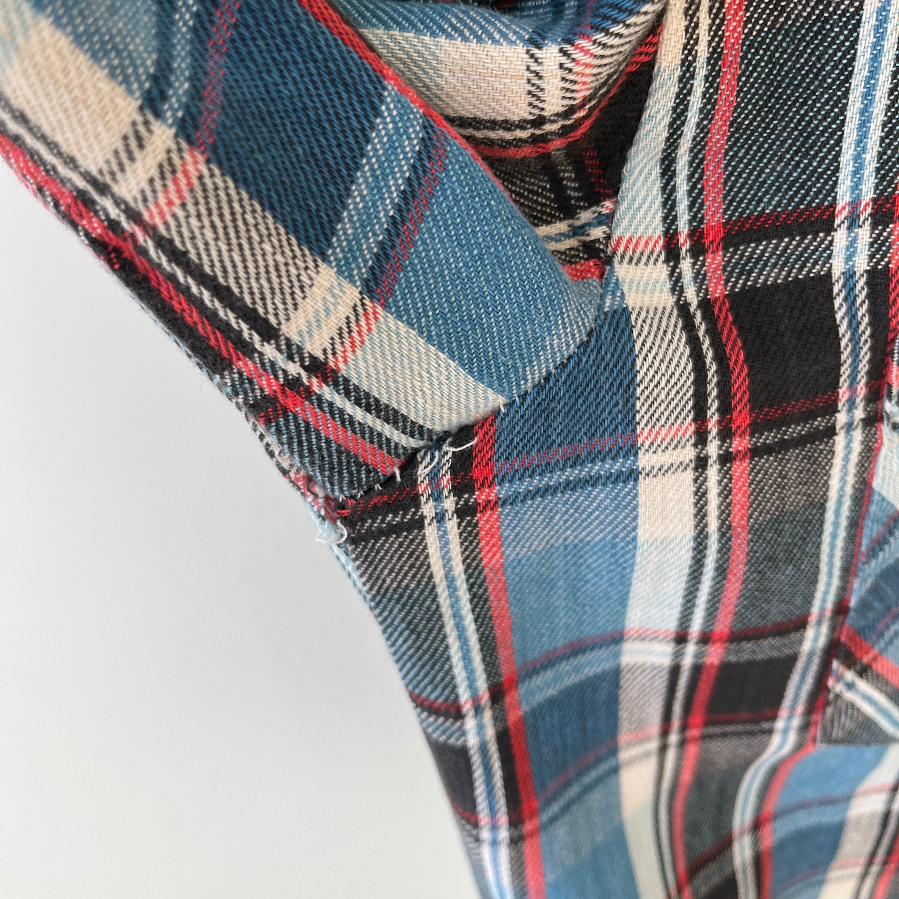 1970/80s Blue and Red Cotton Flannel by JC Penny - Good One!