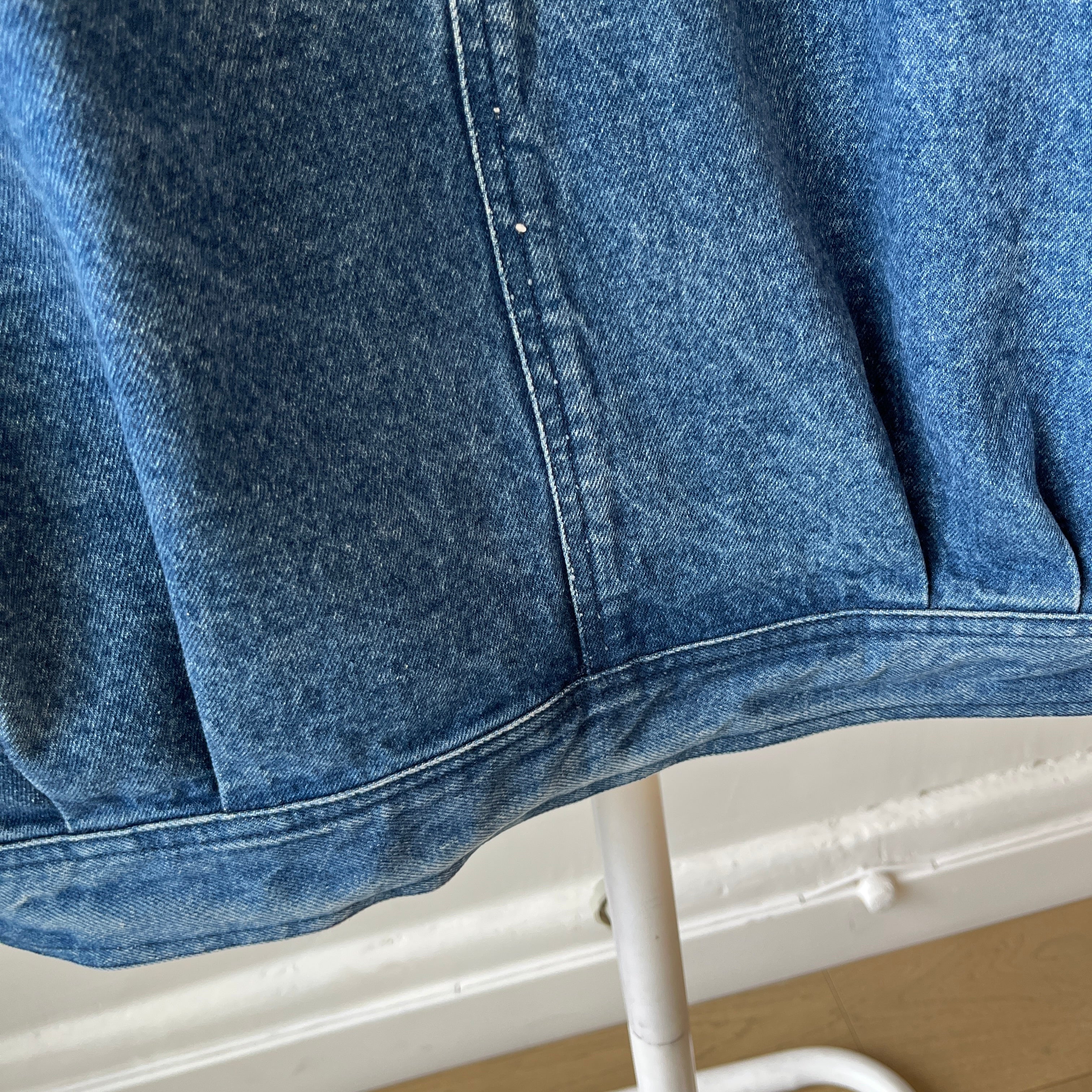 1990s Smith + Hawken Larger Pleated Denim Dad Jacket with Big Chest Pockets