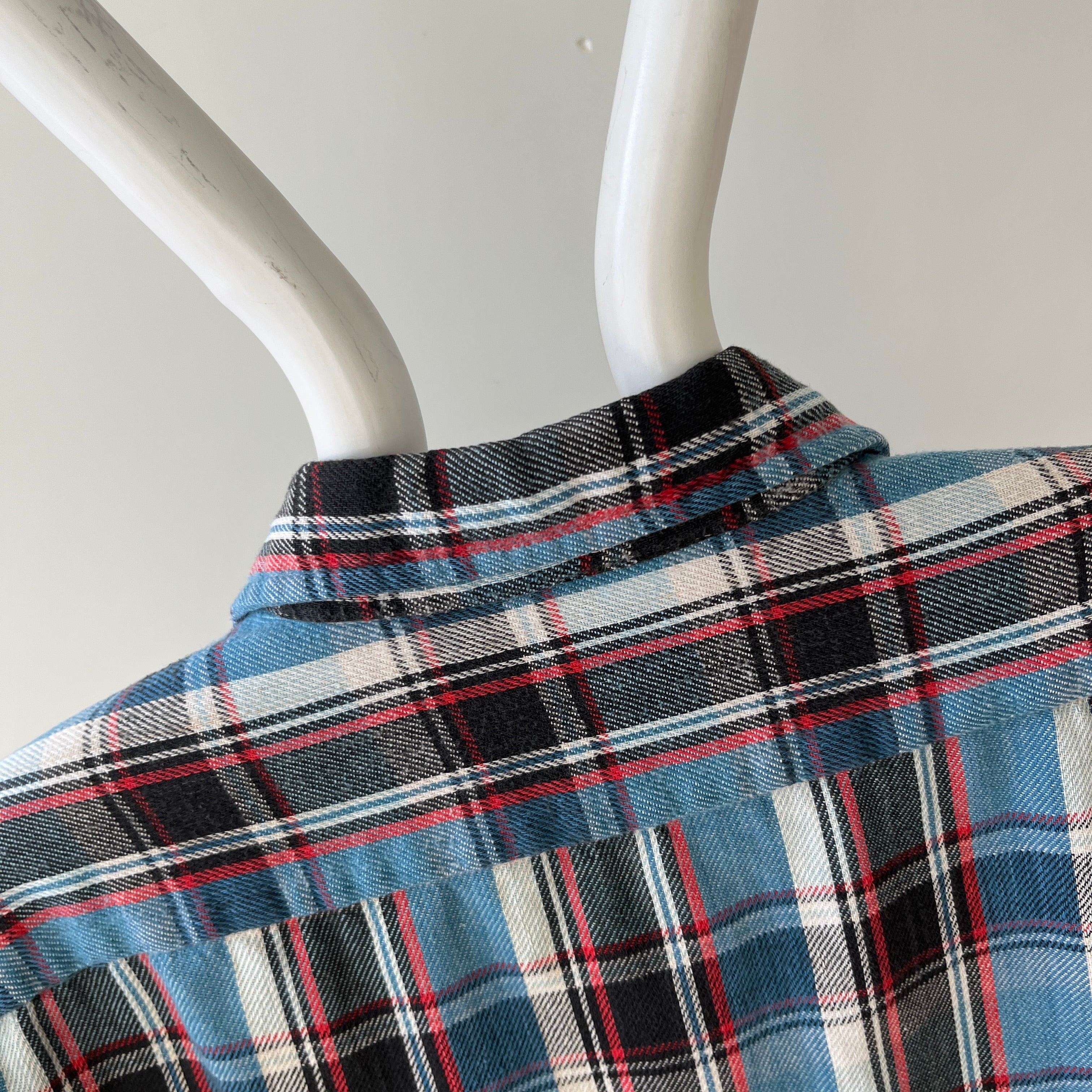 1970/80s Blue and Red Cotton Flannel by JC Penny - Good One!