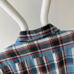 1970/80s Blue and Red Cotton Flannel by JC Penny - Good One!