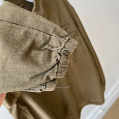 1970s HBT Olive Green Cotton Pullover Top with a Single Button