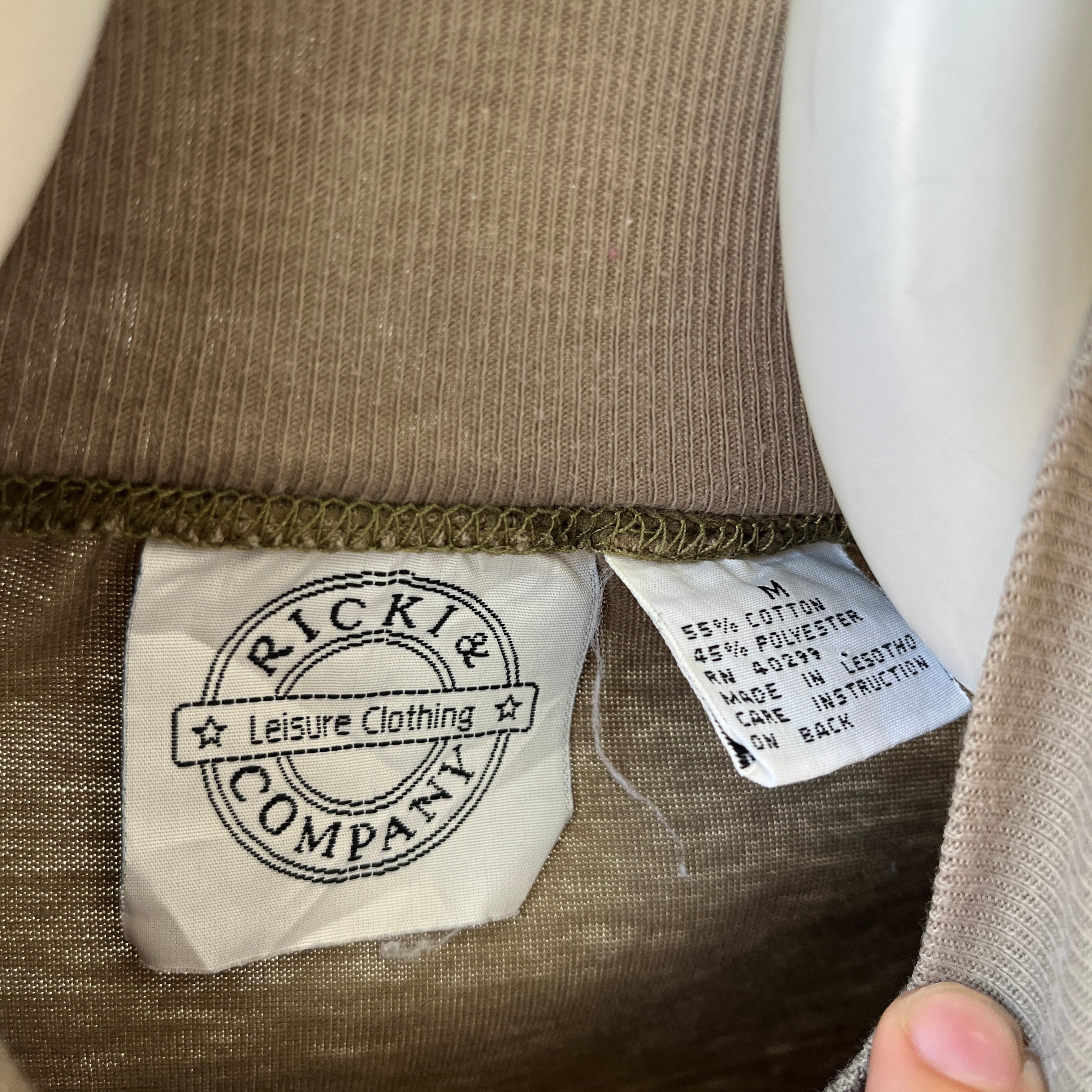 1980s Olive/Khaki Mock Neck Pocket T-Shirt