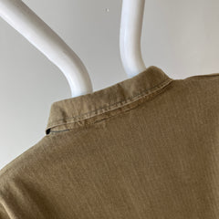 1970s HBT Olive Green Cotton Pullover Top with a Single Button