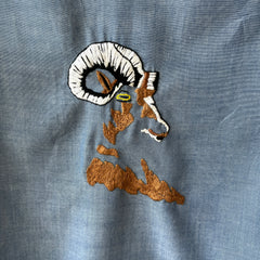 1970's Sears Chambray Style Embroidered Button-Up Shirt