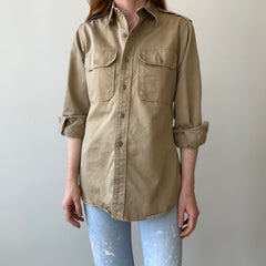 1960's Heavyweight Tan Button-Up Military Shirt