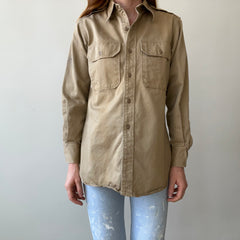 1960's Heavyweight Tan Button-Up Military Shirt