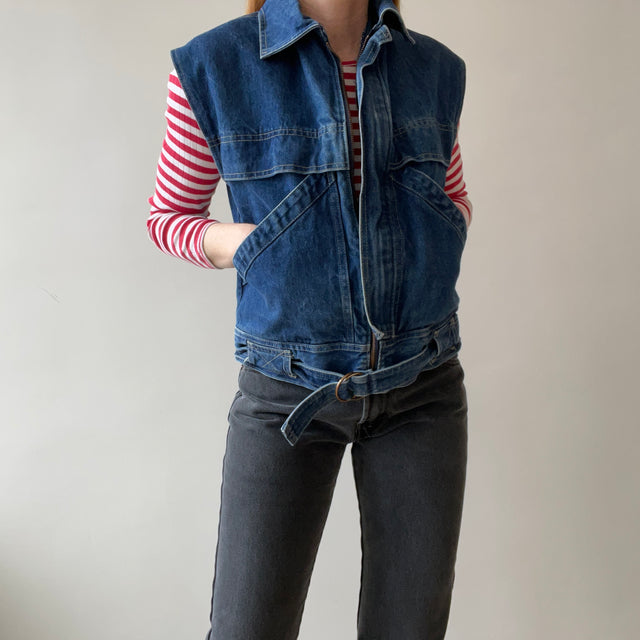 1980s Chic Belted Denim Vest - RAD
