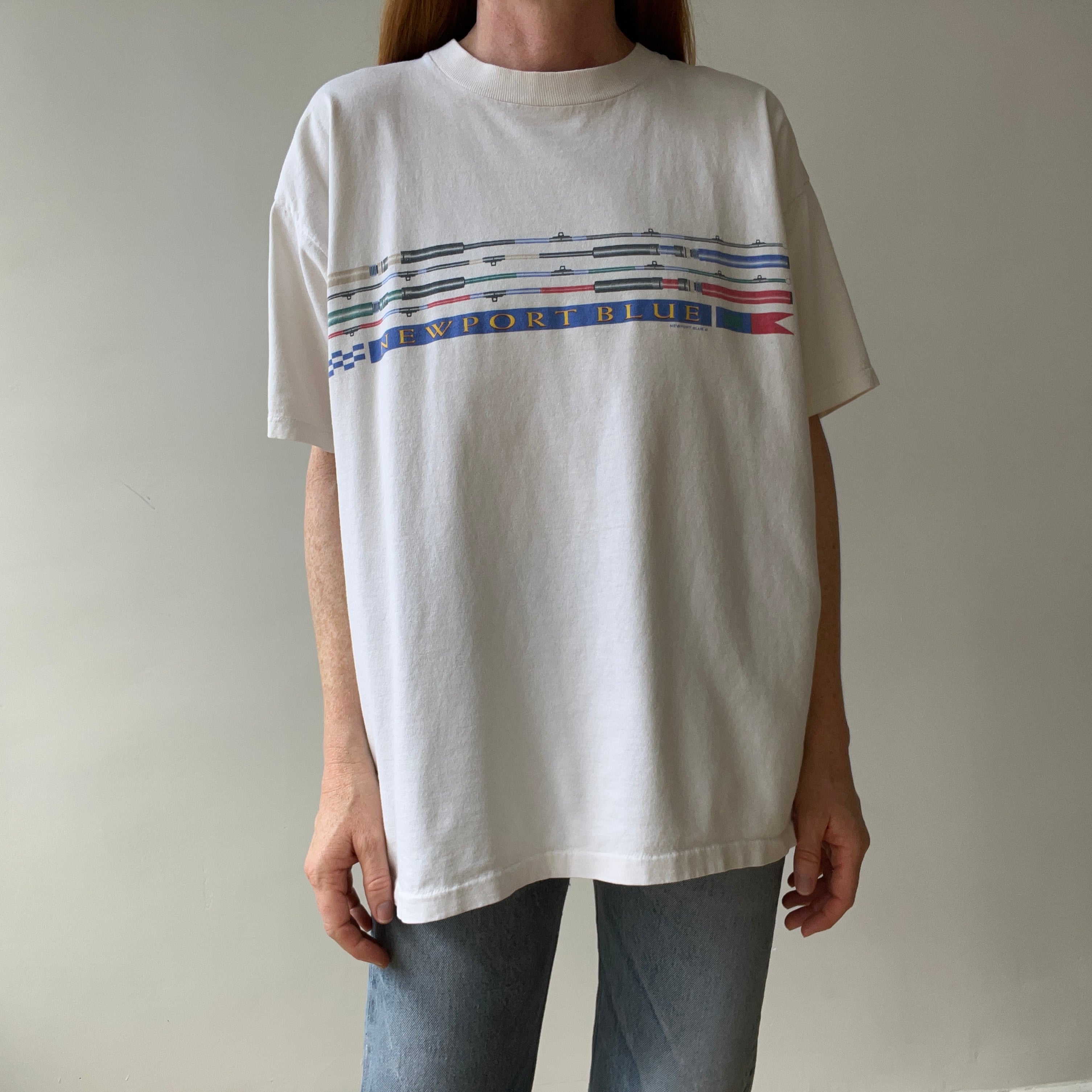 1990s Newport Blue T Shirt - Backside Too
