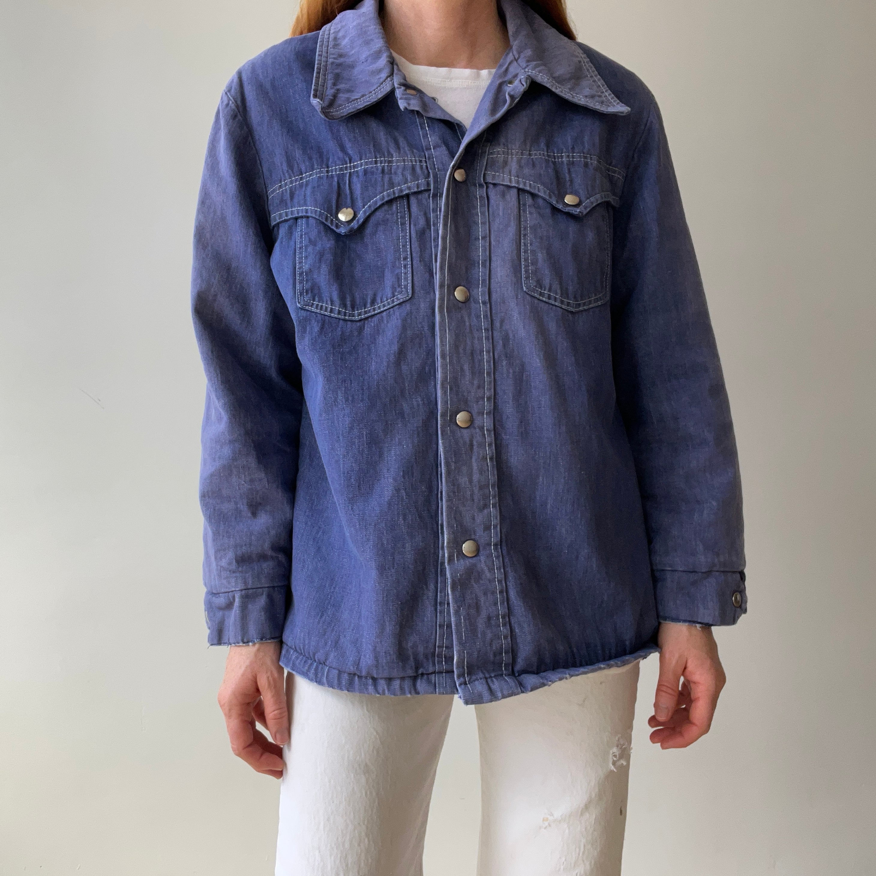 1970s Lined Extra Cool Denim Cowboy Jacket - Snap Front - WOAH
