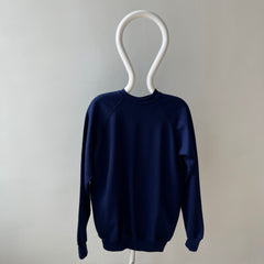 1970/80s Cozy Blank Navy Longer Sweatshirt by Sportswear