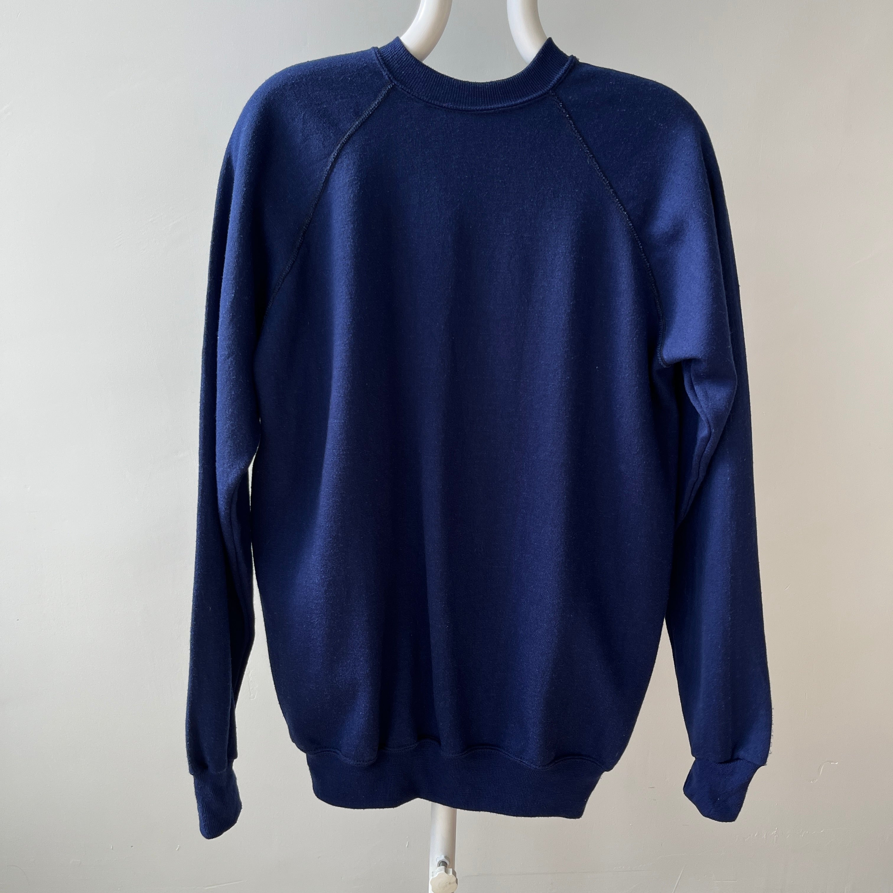 1970/80s Cozy Blank Navy Longer Sweatshirt by Sportswear