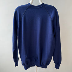 1970/80s Cozy Blank Navy Longer Sweatshirt by Sportswear