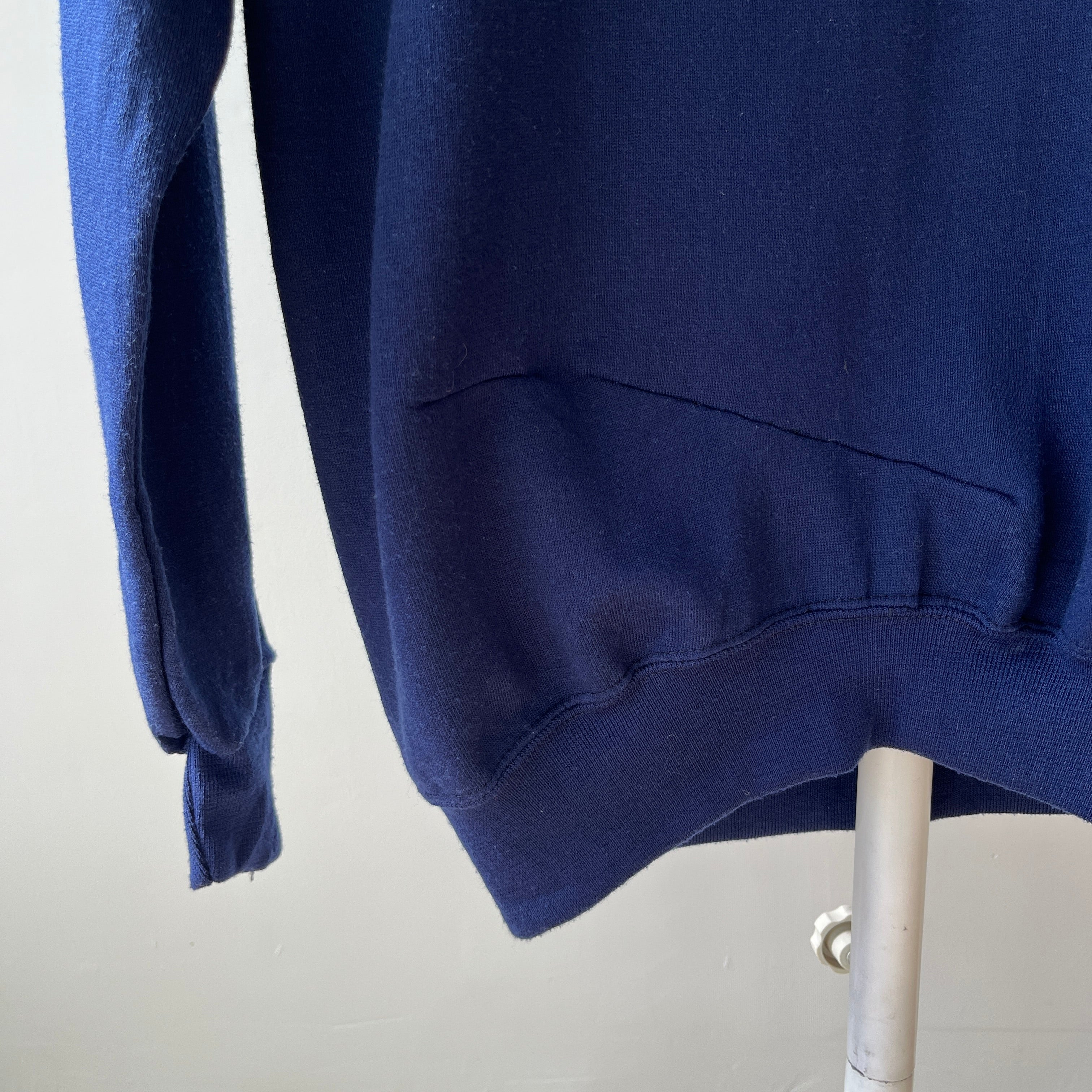 1970/80s Cozy Blank Navy Longer Sweatshirt by Sportswear