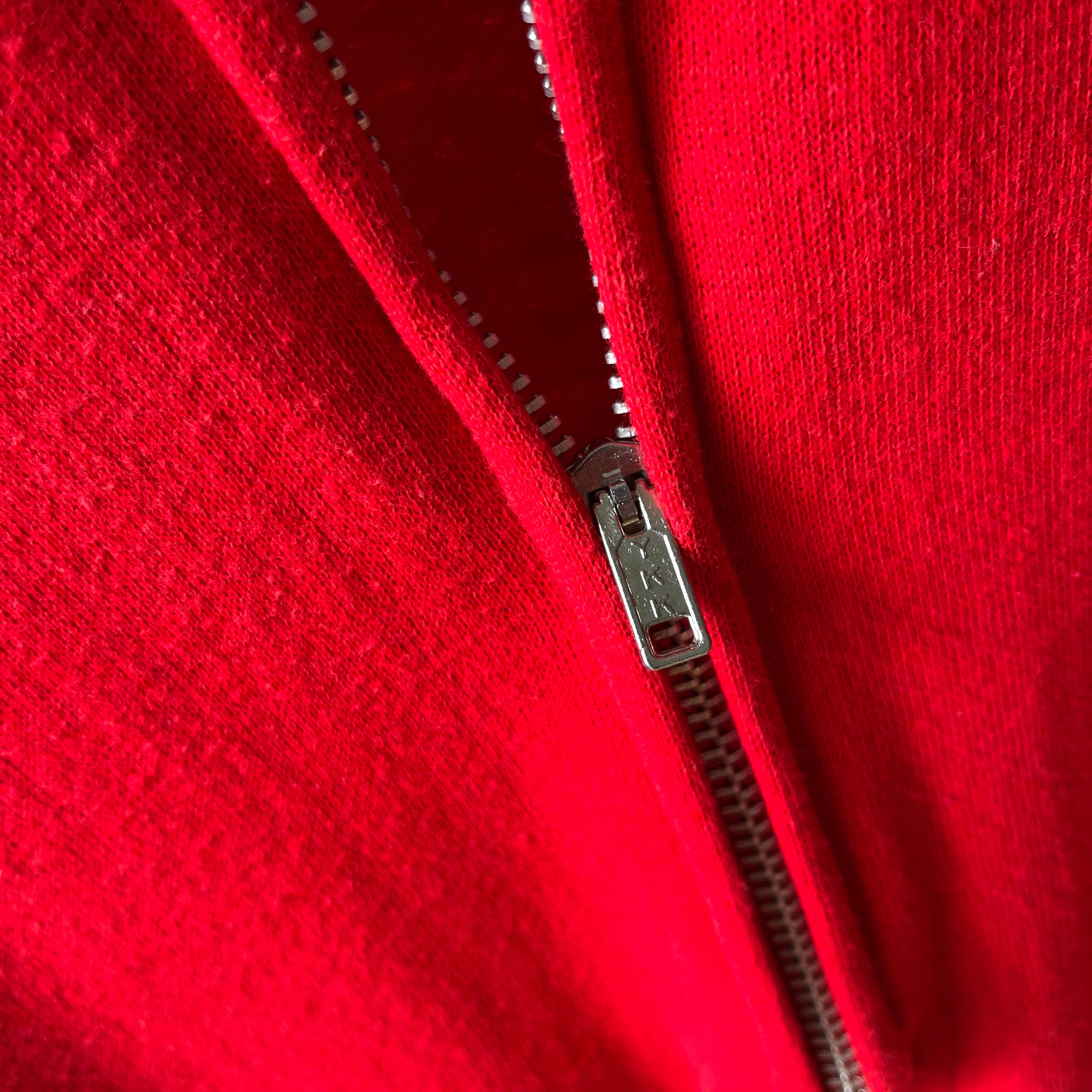 1980s Lipstick Red Zip Up Sweatshirt Vest