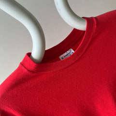1980s Blank Red Cotton Hanes Long Sleeve T-Shirt