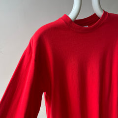 1980s Blank Red Cotton Hanes Long Sleeve T-Shirt
