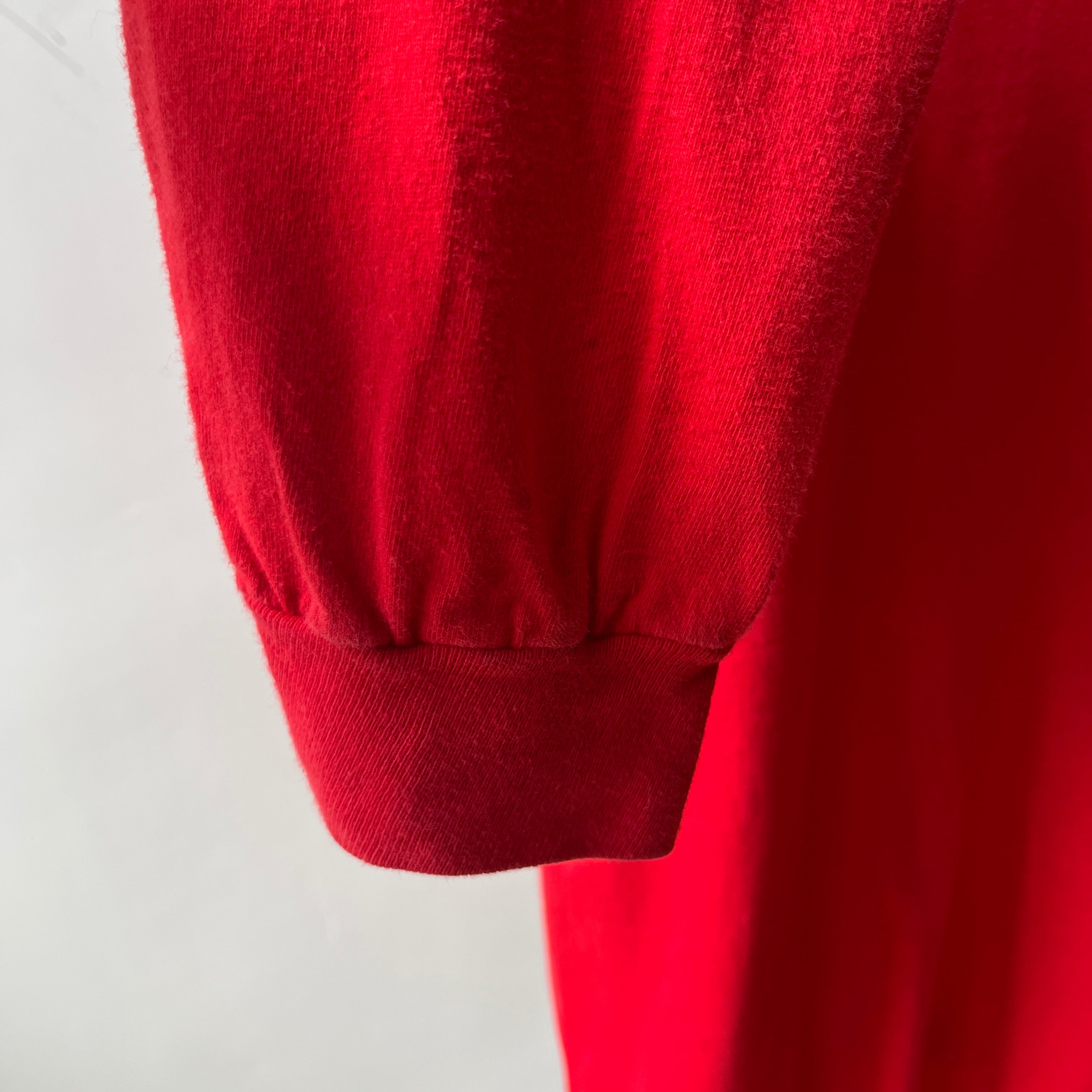 1980s Blank Red Cotton Hanes Long Sleeve T-Shirt