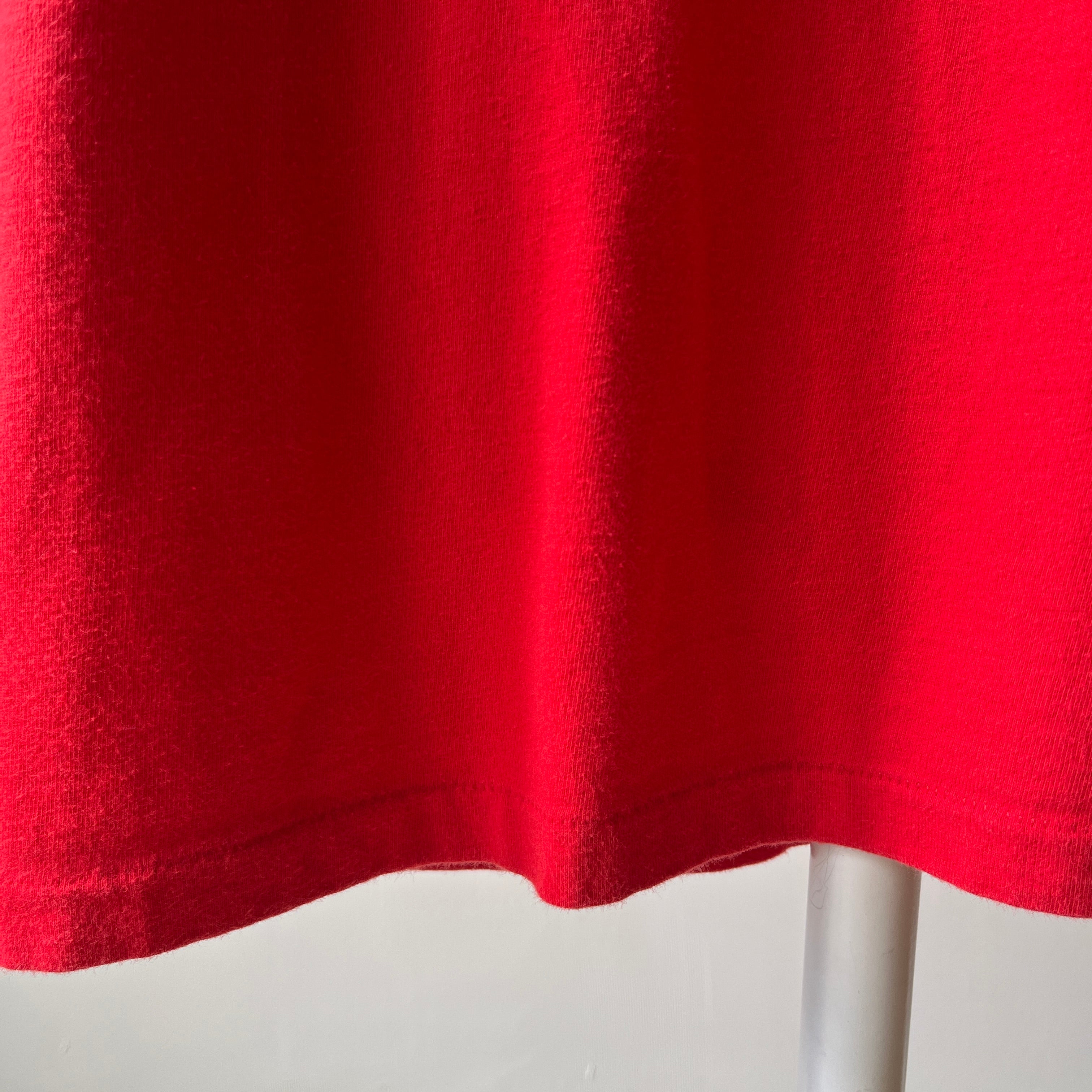 1980s Blank Red Cotton Hanes Long Sleeve T-Shirt