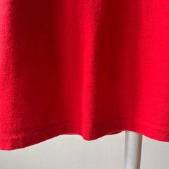 1980s Blank Red Cotton Hanes Long Sleeve T-Shirt