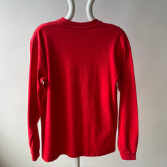 1980s Blank Red Cotton Hanes Long Sleeve T-Shirt