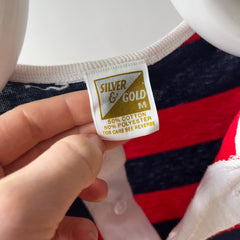 1970/80s Red, White and Blue Short Sleeve Striped Henley