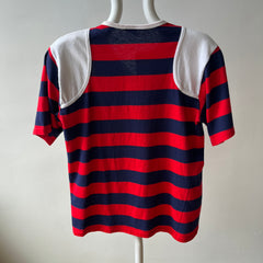 1970/80s Red, White and Blue Short Sleeve Striped Henley