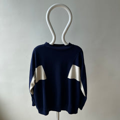 1980s Two Tone Navy and White Soft and Slouchy Sweatshirt