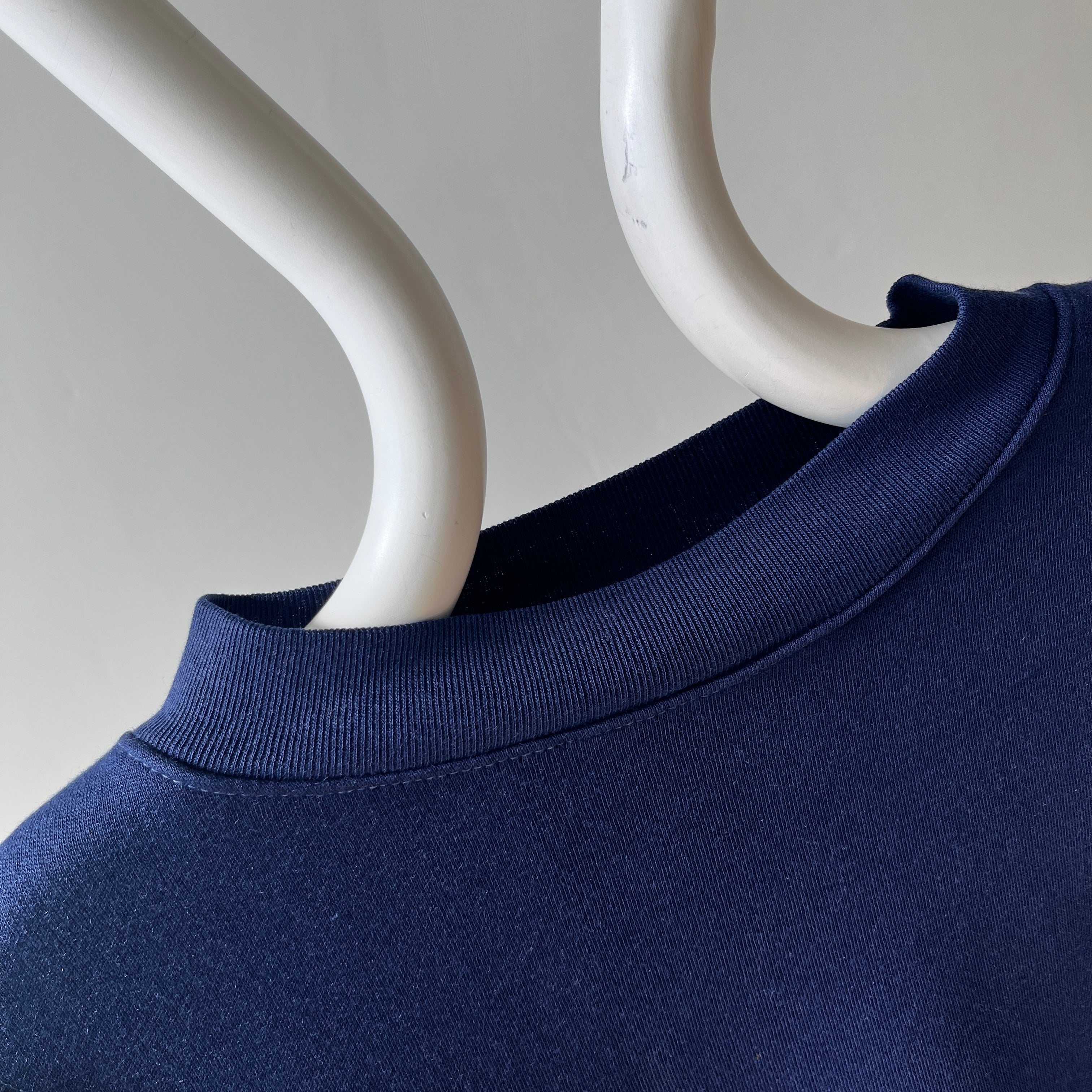 1980s Two Tone Navy and White Soft and Slouchy Sweatshirt