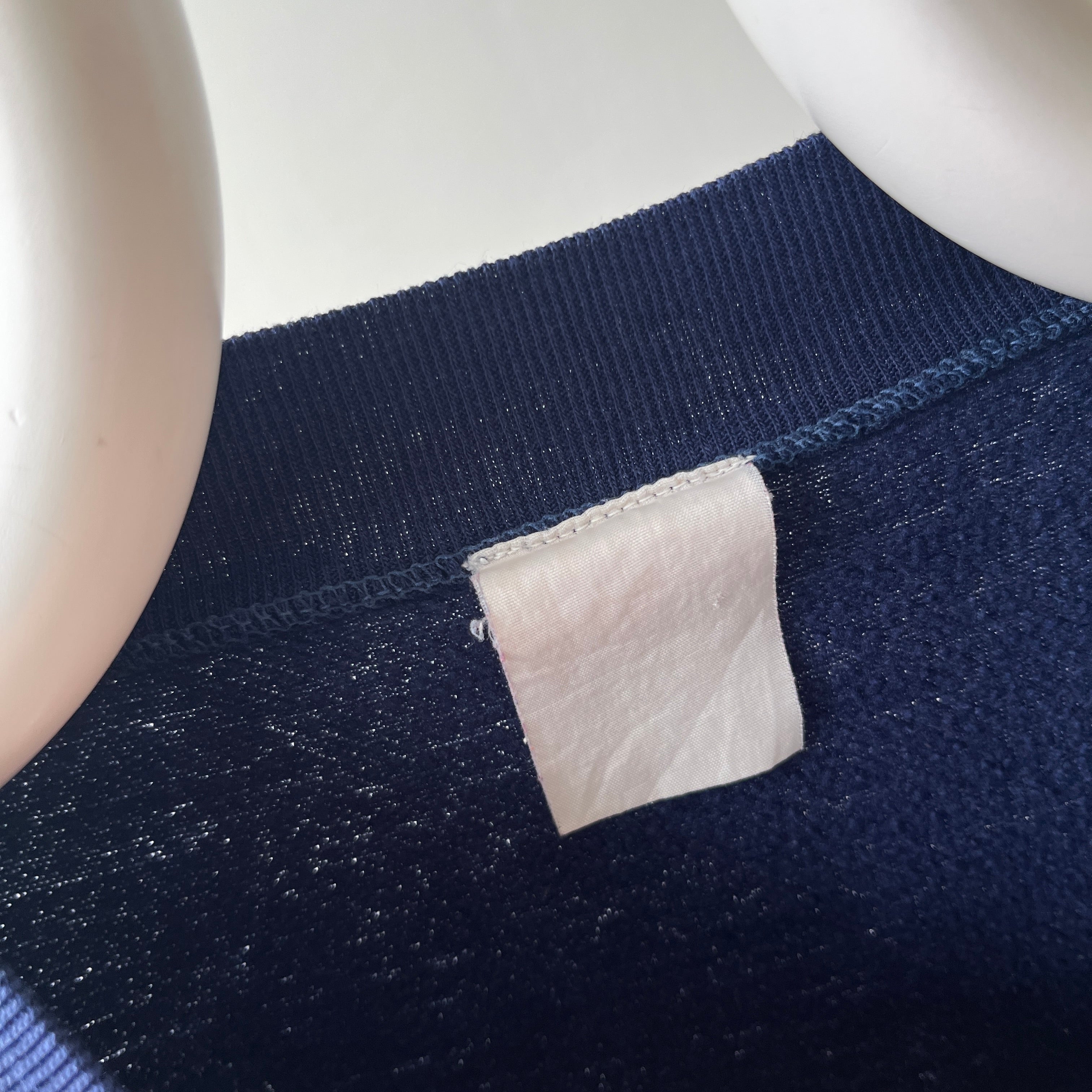 1980s Two Tone Navy and White Soft and Slouchy Sweatshirt