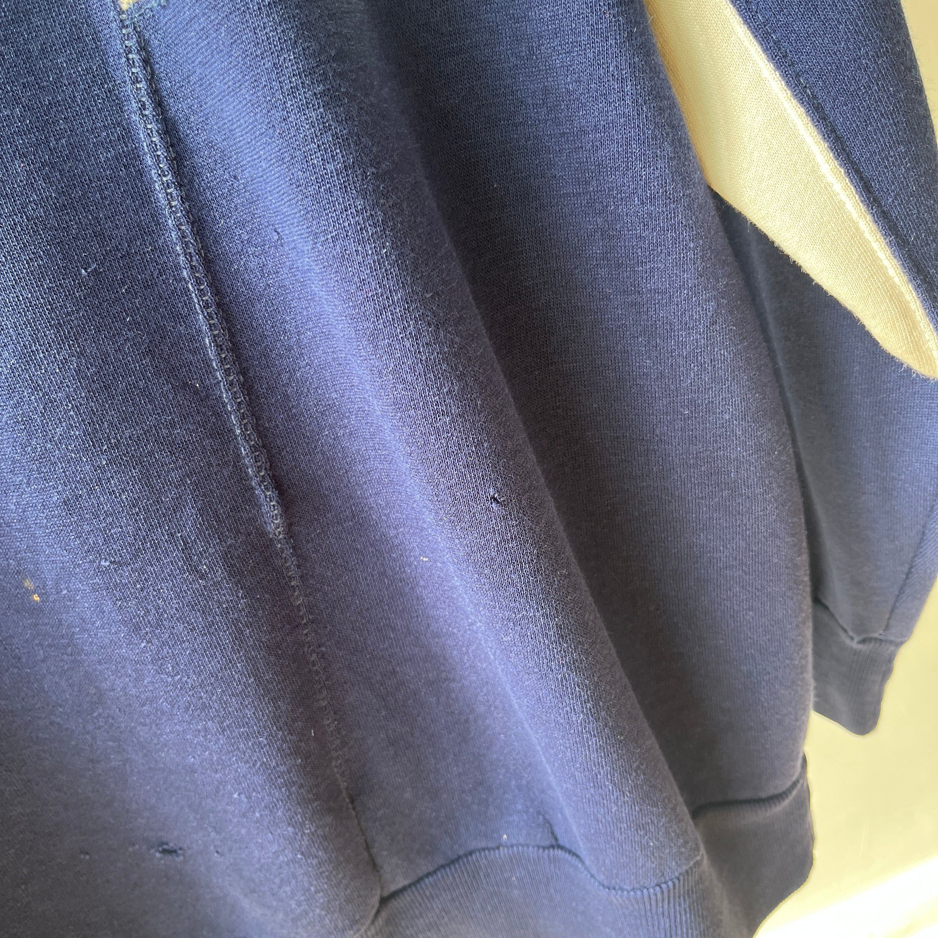 1980s Two Tone Navy and White Soft and Slouchy Sweatshirt