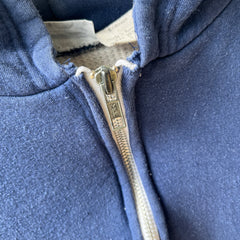 1970/80s Insulated Faded Navy Zip Up Hoodie - Made in Romania