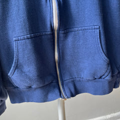 1970/80s Insulated Faded Navy Zip Up Hoodie - Made in Romania