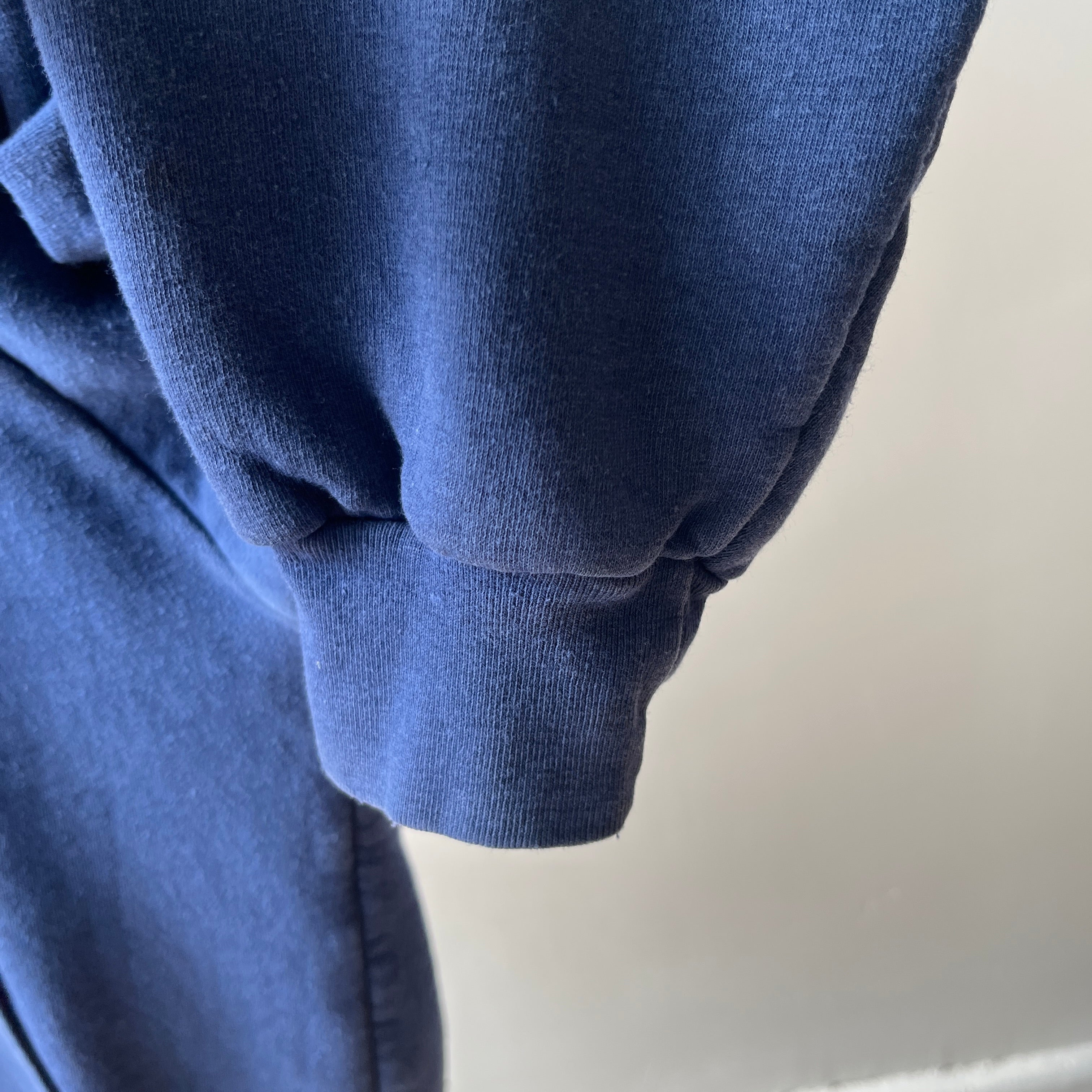 1970/80s Insulated Faded Navy Zip Up Hoodie - Made in Romania