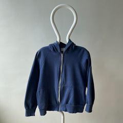 1970/80s Sun Faded Navy Hoodie - Replaced Zipper - Made in Romania - WOWOWOWOWOW