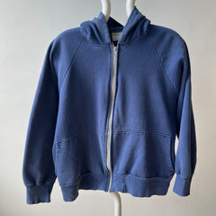 1970/80s Sun Faded Navy Hoodie - Replaced Zipper - Made in Romania - WOWOWOWOWOW