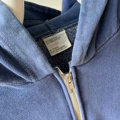 1970/80s Sun Faded Navy Hoodie - Replaced Zipper - Made in Romania - WOWOWOWOWOW
