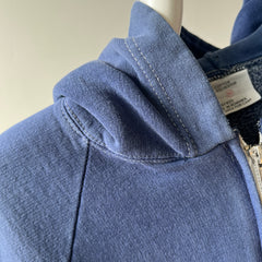 1970/80s Sun Faded Navy Hoodie - Replaced Zipper - Made in Romania - WOWOWOWOWOW