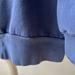 1970/80s Sun Faded Navy Hoodie - Replaced Zipper - Made in Romania - WOWOWOWOWOW