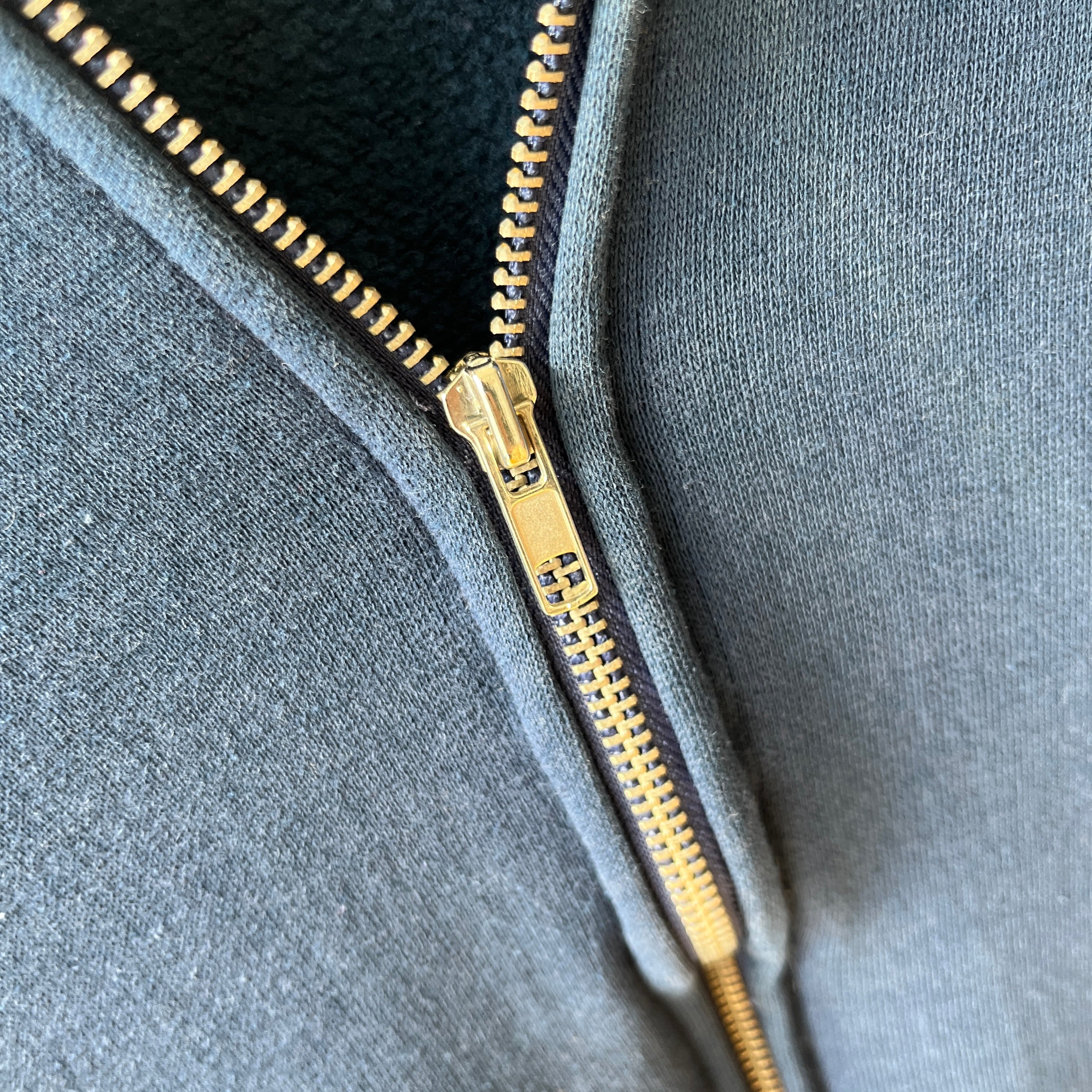 1970s Navy Hoodie with Contrast White Stitching and White Paint Staining - OH MY!