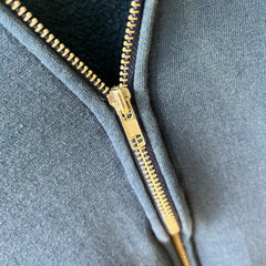 1970s Navy Hoodie with Contrast White Stitching and White Paint Staining - OH MY!