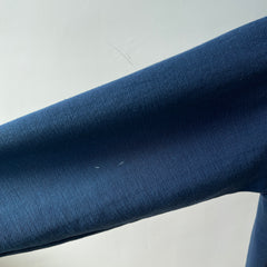 1970s Navy Hoodie with Contrast White Stitching and White Paint Staining - OH MY!