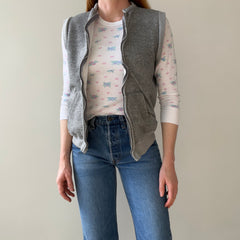 1980s Gray Insulated Sweatshirt Vest - Zip Up