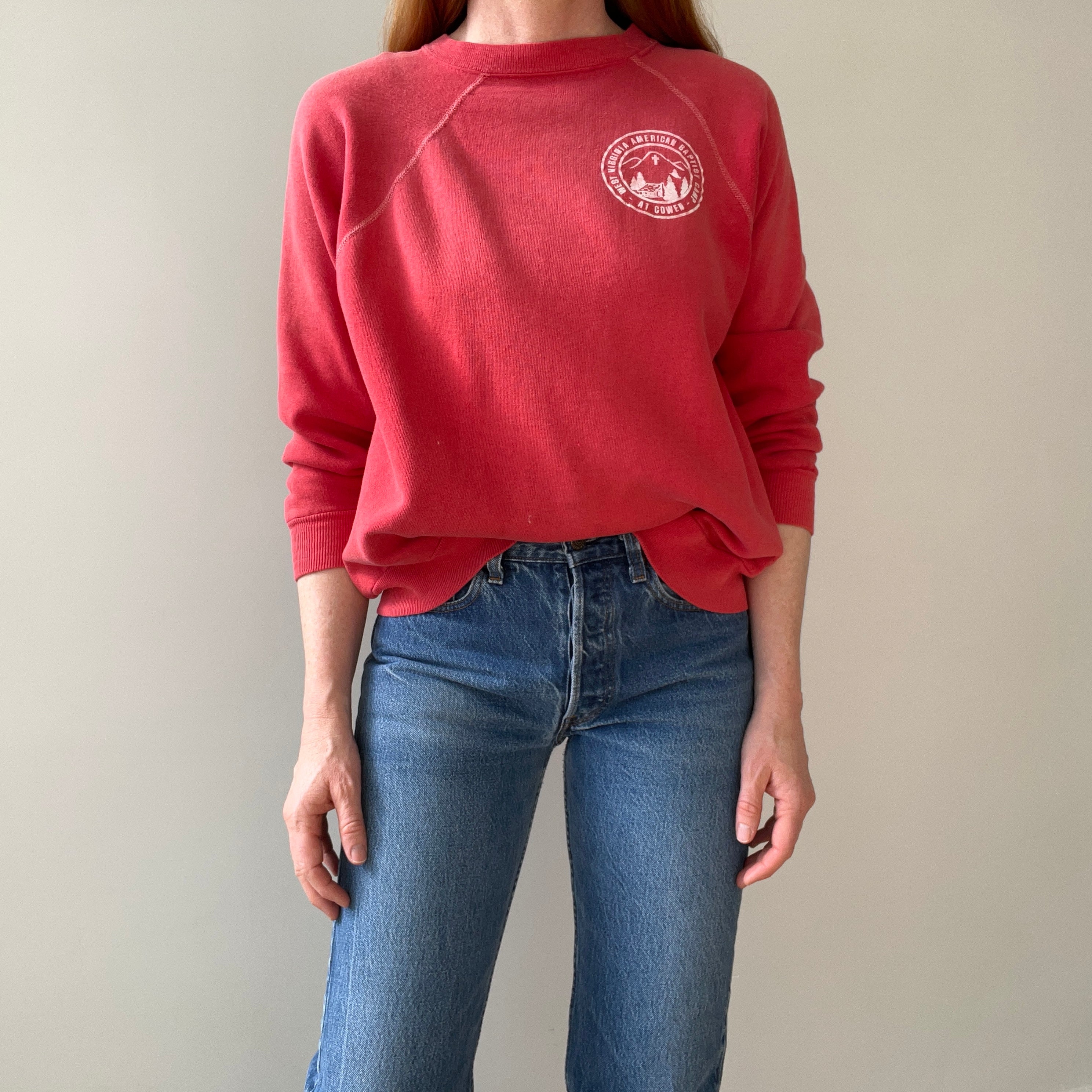 1970s (early) West Virginia American Baptist Camp Sun Faded Beyond Collectible Sweatshirt