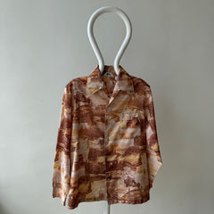 1970s Silky Poly Racer Early Americana Imagery Shirt - Made in California