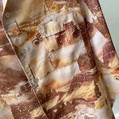 1970s Silky Poly Racer Early Americana Imagery Shirt - Made in California