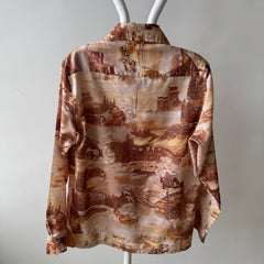 1970s Silky Poly Racer Early Americana Imagery Shirt - Made in California