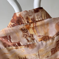 1970s Silky Poly Racer Early Americana Imagery Shirt - Made in California